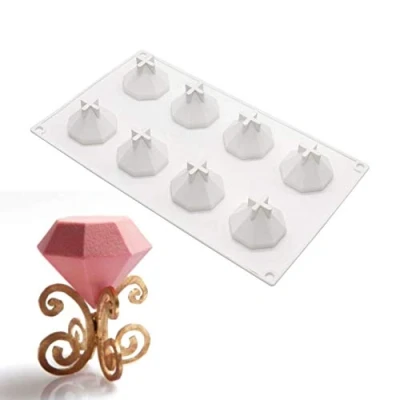 Image of Silicone Mousse Cake Molds 3D Bakeware DIY Mould, 8 Holes Diamonds