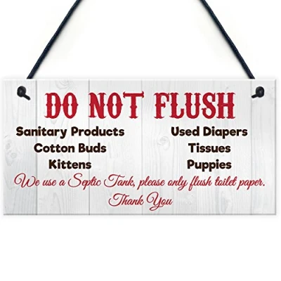 Image of RED OCEAN Do Not Flush Septic Tank Novelty Hanging Plaque Bathroom Wall Door Toilet Thank You Sign