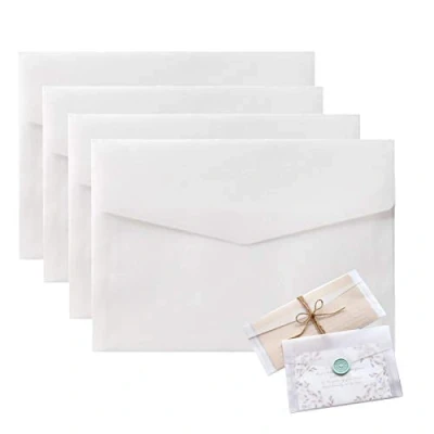 Image of 4.92x6.88 Inch Envelopes for Invitation, 50 Pack White Translucent Paper Wedding Envelopes, Gift Card Window Greeting Party, Birthday, Postcard (White)