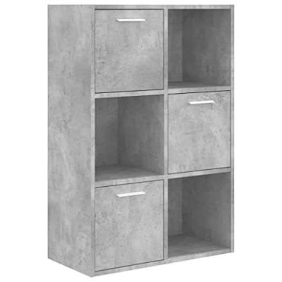Image of vidaXL Storage Cabinet Bedroom Living Room Office Bookcase Bookshelf Divider Stand Shelves Children&#039;s Shelf Concrete Grey 60x29.5x90cm Chipboard