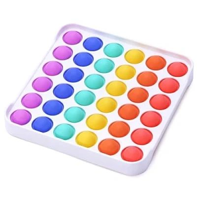 Image of Onlineforu LTD Push Pop it Fidget Toy Square Rainbow Poppet Toy, Bubble Sensory for Stress Relief Novelty Boys, Girls &amp; Adult Poppets Popper