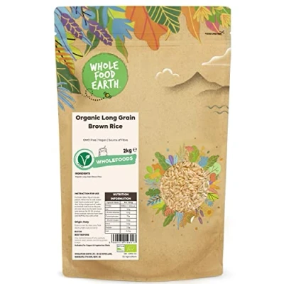 Image of Wholefood Earth Organic Long Grain Brown Rice 2kg GMO Free Vegan Source of Fibre Certified