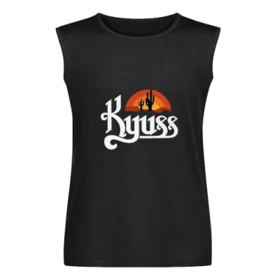 Image of Men&#039;s Vest Jiayuhua Kyuss Band Logo Sleeveless T Shirt Casual Tops Clothing Black S