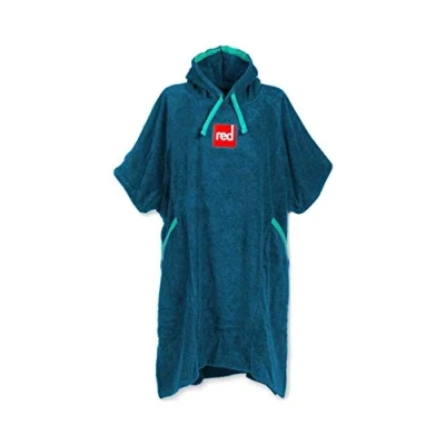 Image of Red Original Kids Unisex Luxury Towelling Changing Robe, Surf Poncho Towel with Hood (Navy, XS: for heights 90cm 122 cm)