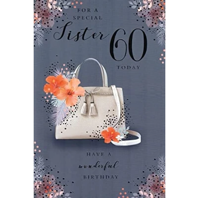 Image of For A Special Sister 60 Birthday Card 60th Sixty Size 6&quot; X 9&quot;
