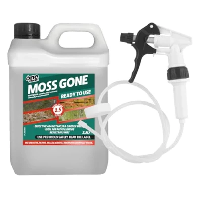 Image of One Chem Moss Gone Killer, 2.5 Litres with Long Hose Trigger, For Paths, Patios, Roofs, Walls, Tarmac, Gravel