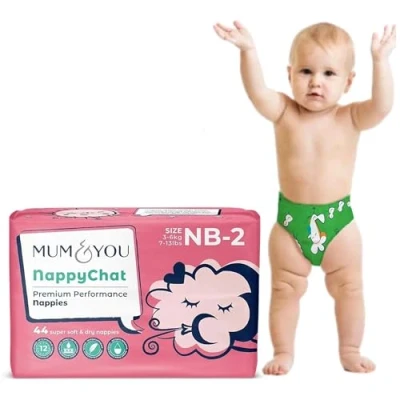 Image of Mum &amp; You Eco Friendly baby Nappies, Size 2 Nappies (3 6 KG), 44 Count, Dermatologically Tested nappy with 12 Hr Leak Protection Wetness Indicator, Rash Free diapers,Day Night Time