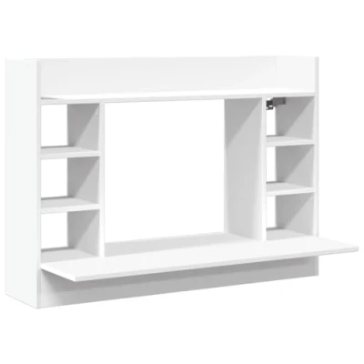 Image of vidaXL Wall Mounted Desk Drop Leaf Table Folding White Engineered Wood