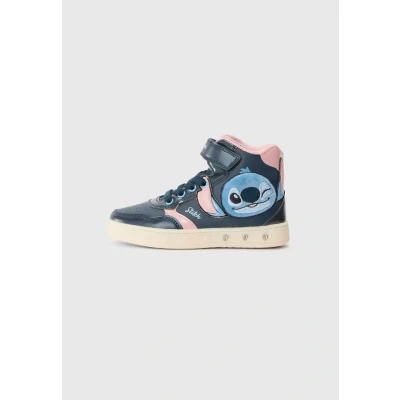 Image of Geox LILO E Stitch Hightop trainers for kids, Size: 8.5K, Navy/pink shoes