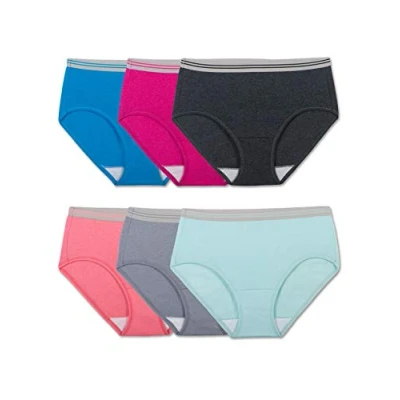 Image of Fruit of the Loom Women&#039;s 6 Pack Heather Low Rise Brief Panties Multi XL