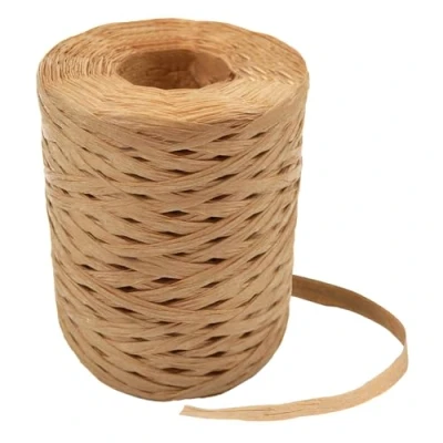 Image of Raffia Ribbon Yarn 200m Brown Paper String Rafia Packing Twine Ribbons for Gift Wrapping Crochet Craft Decoration