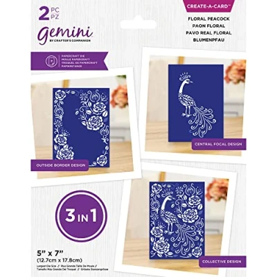 Image of Gemini 3 in 1 Create a Card Metal Cutting Die Floral Peacock
