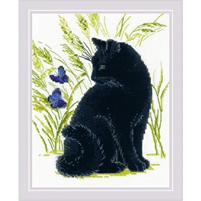 Image of Riolis Counted Cross Stitch Kit 9.5&quot;X11.75&quot; Black Cat (10 Count)