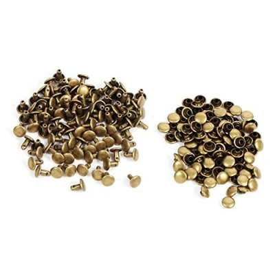 Image of Hilitand Leather Rivets, 100 Pcs Double Cap Rivet, Metal Craft Repairs Studs, Spike Decoration 8 x 8mm (Bronze)