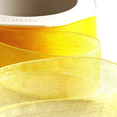 Image of Italian Options Organza Chiffon Ribbon, 25mm x 20 Metre Roll, Bright Lemon