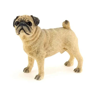 Image of Outdoor Statues dog sculptures Resin Ornament Gifts Leonardo Collection Pug Fawn, Stone, Tan, 12 x 6 11 cm, Multicoloured, One Size