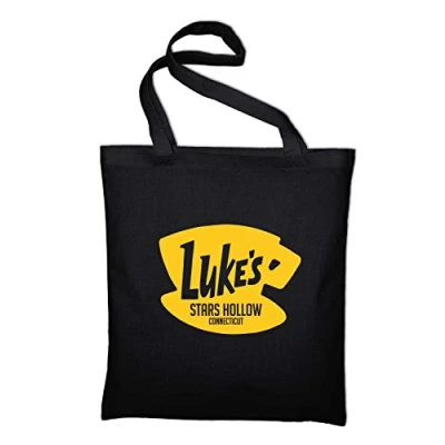 Image of STYLETEX23 Luke&#039;s Stars Hollow Diner Cafe Canvas Tote Shopper Bag Unisex, Black