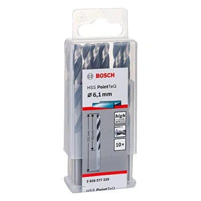 Image of Bosch Professional 10 Piece PointTeQ HSS Twist Drill Bit (for Metal, 6.1 x 63 101 mm, Driver Accessories)