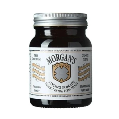 Image of Morgan&#039;s Pomade Hair Styling for Slick Looks, High Shine and Extra Strong Hold, Suitable Thick, Unruly Hair, Vanilla &amp; Honey Scent 100g