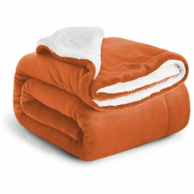 Image of Imperial Rooms Sherpa Fleece Blanket Bed Throws Blankets For Sofas Soft Fluffy Thick Reversible Microfiber Throw (Rust, Double (150 x 200 Cm))