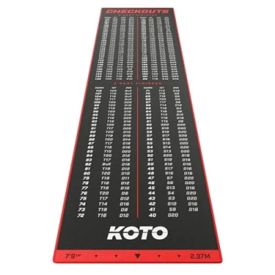 Image of KOTO Carpet Checkout Red 237 x 60 cm, Incl. Score Indicator, Non Slip Dart Mat, Professional Protect Floor and Darts