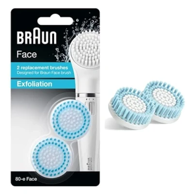 Image of Braun Face 80 E Exfoliation Brush for Cleaning Pore Deep, Pack of 2 Brushes