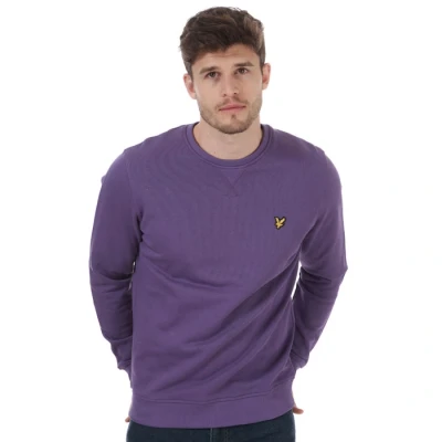 Image of Lyle &amp; Scott Mens And Crew Neck Sweatshirt in Violet Purple Cotton Size X Small