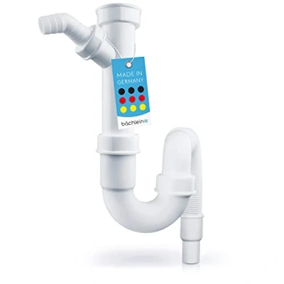 Image of Bächlein Flexible Tubular Siphon for Kitchen Sink Odour Trap with Simple Appliance Connection The