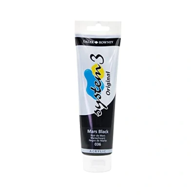 Image of Daler Rowney System3 Acrylic Paint, Plastic Tube, 5.07oz 150 ml, Mars Black