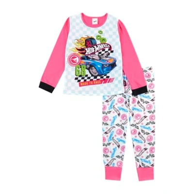 Image of Hot Wheels Pyjamas for Girls Long Car Pjs Gifts Present Official Merchandise 9 10 Years Pink