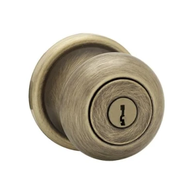 Image of Kwikset Juno Entry Knob Featuring SmartKey in Antique Brass