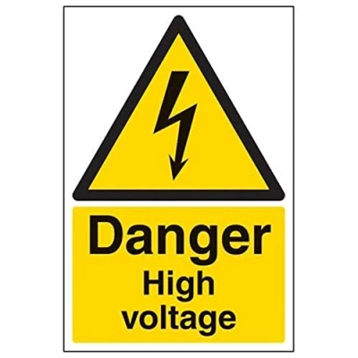 Image of V Safety 68003AU S Danger High Voltage Warning Sign Portrait 200mm x 300mm Self Adhesive Vinyl, Black/Yellow