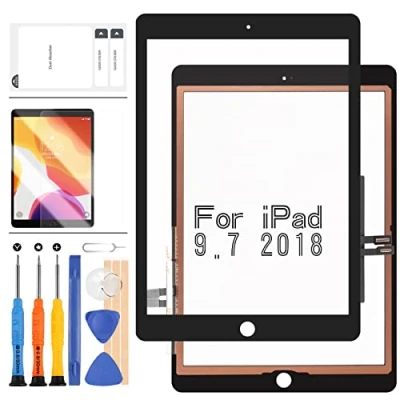 Image of 9.7 Screen Replacement Kit for iPad 2017 5th Generation A1822 A1823 Touch Digitizer Glass Panel Repair Parts iPad5 Touchscreen Free Tools (Black)