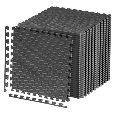 Image of Crystals Gym Floor Mats, Foam Interlocking Mat Puzzle EVA Tiles, Non Slip Rubber Cushion For Home Workout with Adhesives (16 Mats (64 Sq Ft.))
