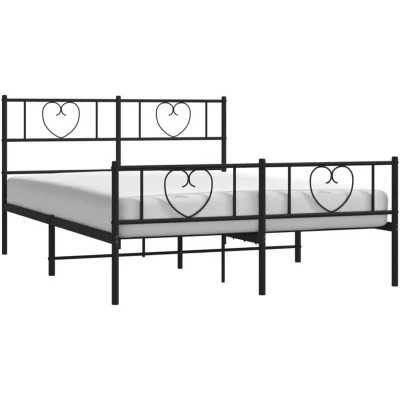 Image of vidaXL Metal Bed Frame without Mattress with Footboard Black 120x200cm