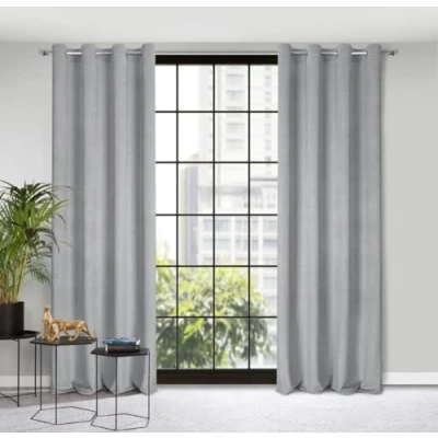 Image of Eurofirany ELIZA Structural Velvet Curtain with Eyelets 1 Pc. Thermal Insulated Curtain, Opaque, Room Darkening, Bedroom, Living Room, 140x250 cm, Silver