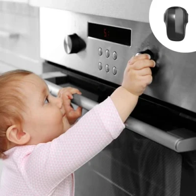 Image of Moonybaby Baby Safety Lock for Oven, Child Oven Lock, Easy to Install, Strong 3M Adhesive, Childproofing Toddler, Heat Resistant Material (1 Pack/Black)