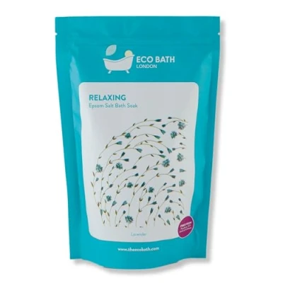 Image of Eco Bath London Relaxing Lavender Epsom Salt Soak Pouch 1000g, Magnesium Infused with Essential Oil, Salts for Relaxation
