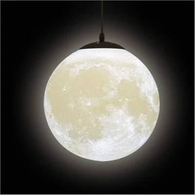 Image of KRUIHAN 3D Print Led Moon Lamp Hang Ceiling Light Night for Kids Room Restaurant Bed Living 30CM