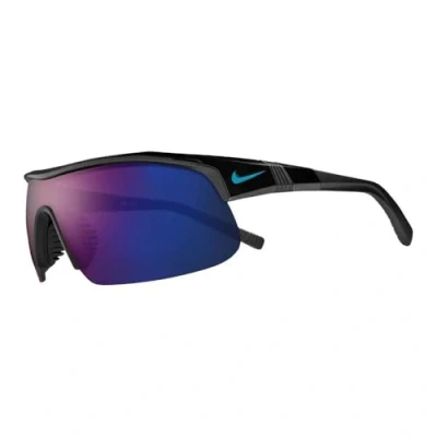 Image of Nike Sportswear SHOW Unisex Sunglasses, Size: ONE, Black/blue mirror