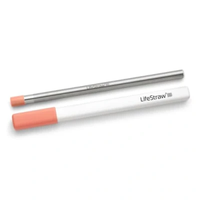 Image of LifeStraw Sip Reusable Stainless Steel Water Filter Drinking Straw with Carry Case, Removes Microplastics, Bacteria and Parasites for Travel Everyday Use, Apricot