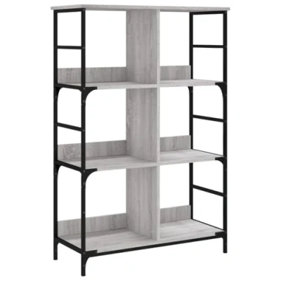 Image of vidaXL Grey Sonoma Office Bookshelf Industrial Style Freestanding Storage Cabinet with Sturdy Steel Frame &amp; 10 compartments Engineered Wood Material