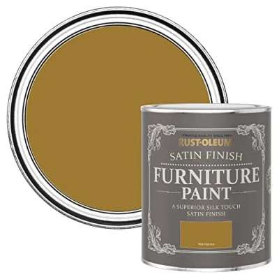 Image of Rust Oleum Yellow Furniture Paint in Satin Finish Wet Harvest 750ml