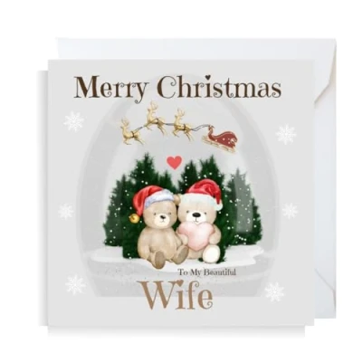 Image of Second Ave Cute Bear Wife Square Christmas Xmas Holiday Festive Greetings Card