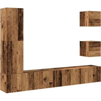 Image of vidaXL 5 Piece TV Cabinet Set Wall mounted Old Wood Engineered