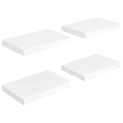Image of vidaXL White Floating Wall Shelves Set of 4 Modern MDF Design with Invisible Mounting System Perfect for Home Decor