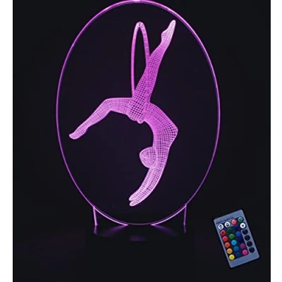 Image of Optical Illusion 3D Gymnastics Night Light 16 Colors Changing Remote Control USB Power Touch Switch Decor Lamp LED Table Desk