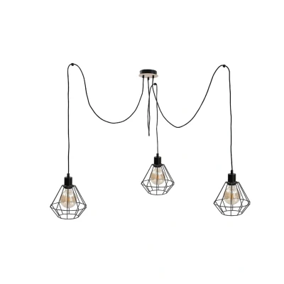Image of Atwood Cluster Pendant Ceiling Light Black, Wood, 3x E27