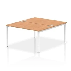 Image of Impulse Bench B2B 2 Person 1400 White Frame Office Desk Oak