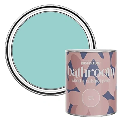 Image of Rust Oleum Blue Moisture Resistant Bathroom Wood and Cabinet Paint in Matt Finish TEAL 750ML